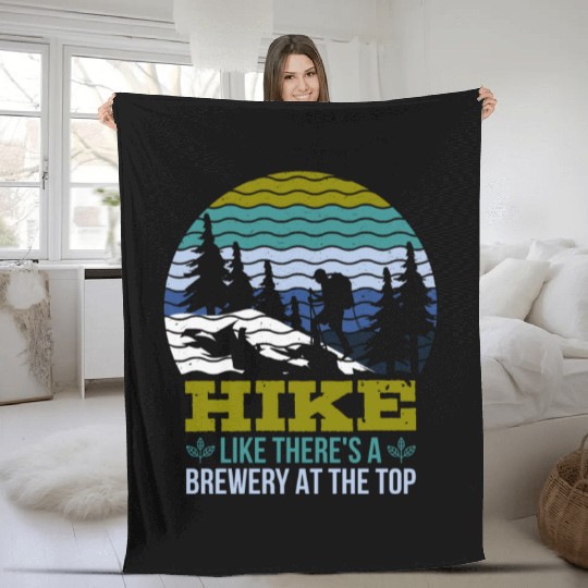 Hiker funny Beer lover Hiking Mountaineering Fleece Blankets