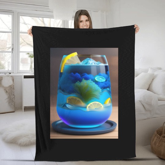 Electric Blue Lemonade Fleece Blankets