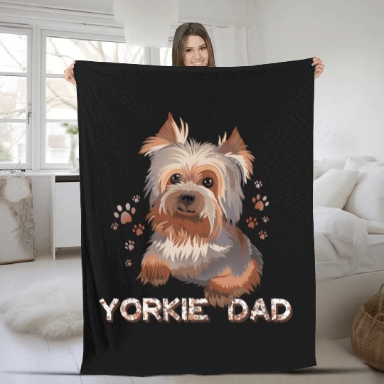 Yorkie Dad Fleece Blankets