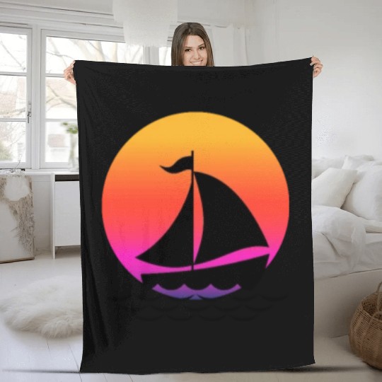 Funny Cool sailing boat Sunset Graphic Humor Tees Fleece Blankets