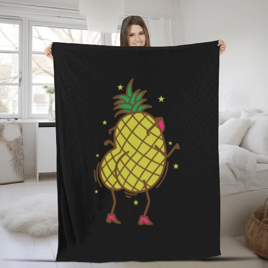 Pineapple dancing tropical sweet Fruit Fleece Blankets