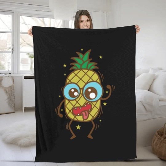 crazy Pineapple tropical sweet Fruit Fleece Blankets