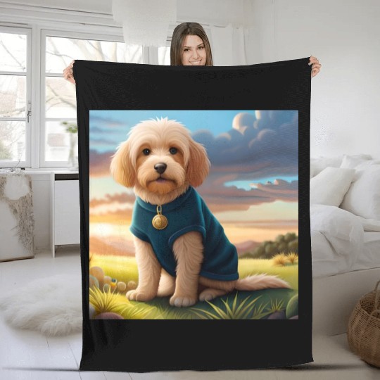 dog and wilderness Fleece Blankets