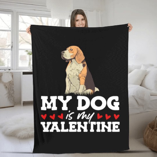 My Dog Is My Valentine Date Cute Doggy Fleece Blankets