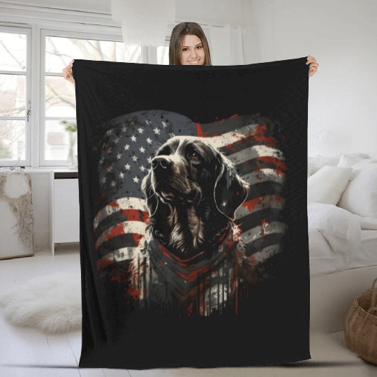 US Dog 4th of July Fleece Blankets