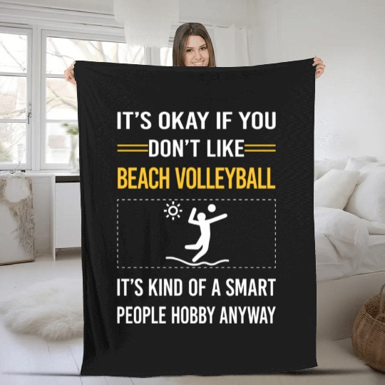 Funny Smart People Beach Volleyball green Fleece Blankets