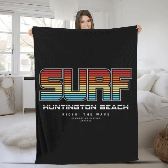 Surf in Huntington Beach nature Fleece Blankets