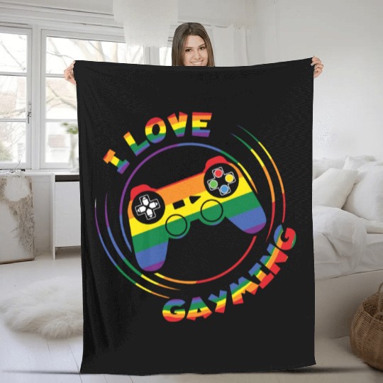 Gaming Gamer Gay LGBTQ Rainbow LGBT Pride Month Fleece Blankets