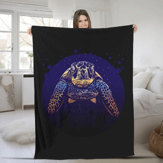 Sea Life - Colorful Sea Turtle Fleece Blankets