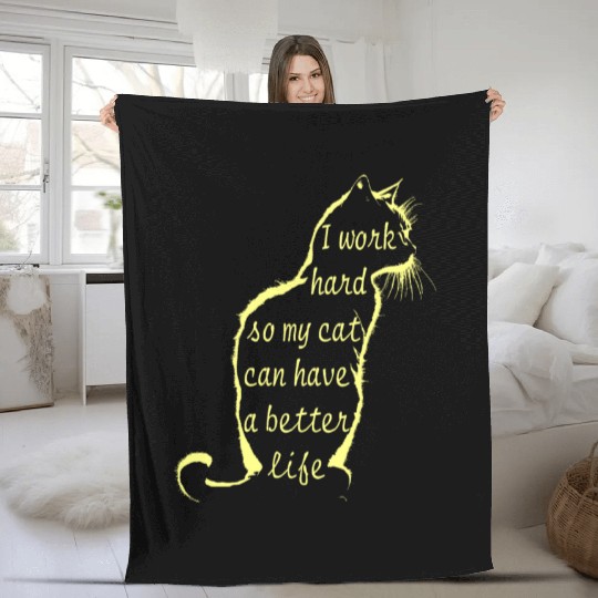 work for a cat Fleece Blankets