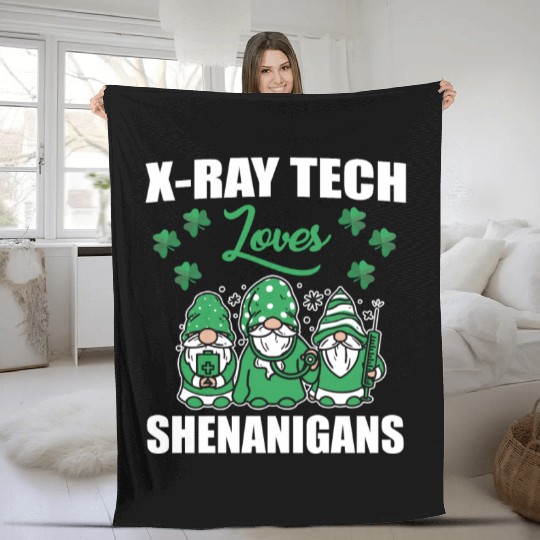 X-Ray Tech Loves Shenanigans St. Patricks Day Fleece Blankets