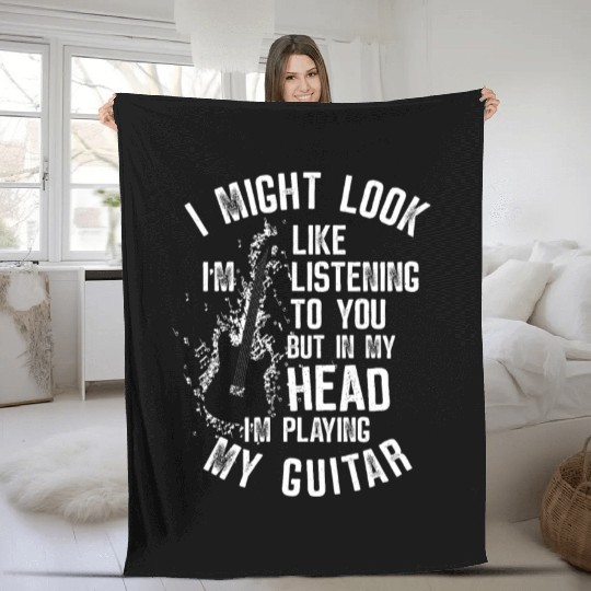 Only guitar in mind Fleece Blankets