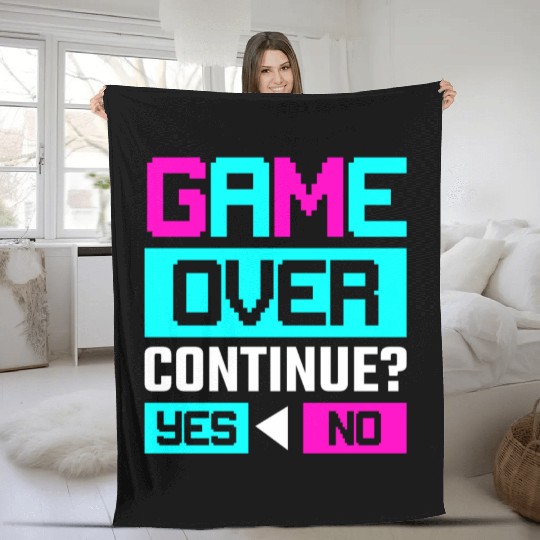 Game Over Continue Yes or No Fleece Blankets
