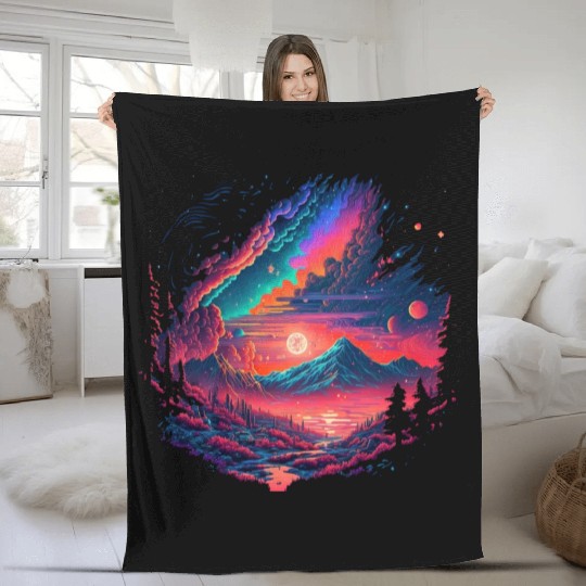 Galaxy Mountain Fleece Blankets