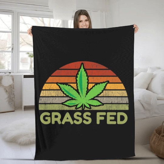 Grass Fed Hemp Farmer Weed Cannabis Marijuana Fleece Blankets
