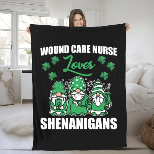 Great Wound Care Nurse Loves Shenanigans St Fleece Blankets