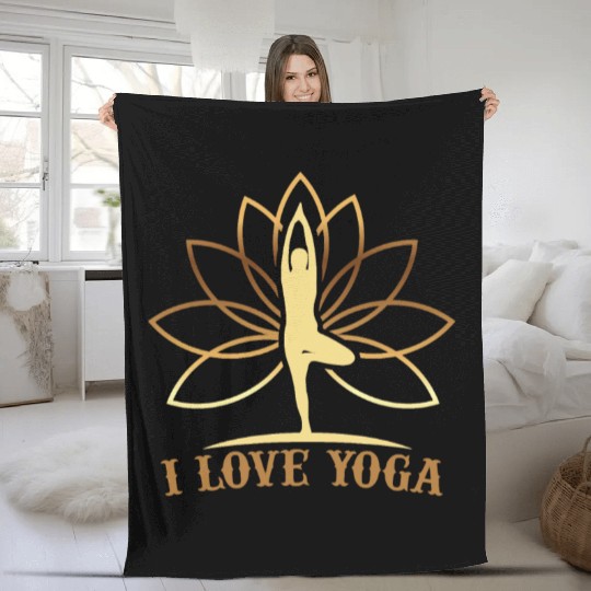 I Love Yoga Fleece Blankets