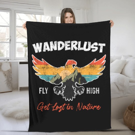 Wanderlust Mountaineer Hiking Mountain love Fleece Blankets