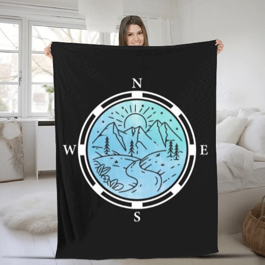 Hiker Mountains Compass climbing Mountaineering Fleece Blankets