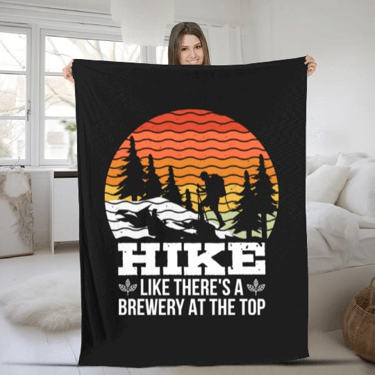 Hiker funny Beer lover Hiking Mountaineering Fleece Blankets
