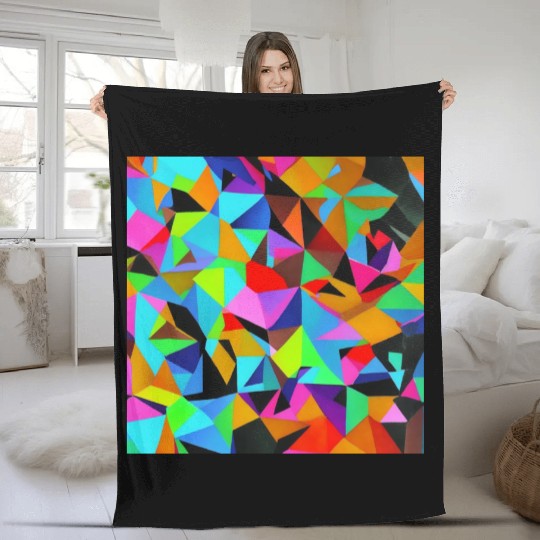 ABSTRACT PAINTING COLORFULL WATERBASE TRIANGLe Fleece Blankets