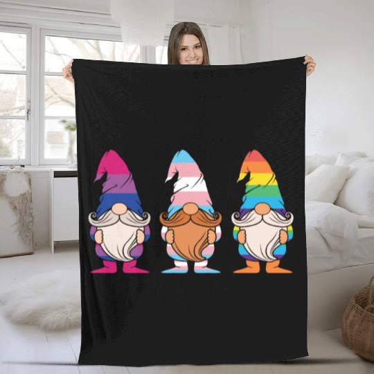 Cute Gnomes Elf LGBTQ Rainbow LGBT Pride Month Fleece Blankets