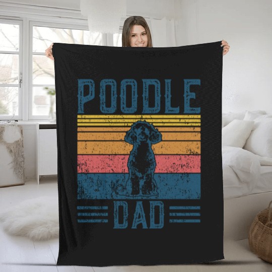 Dog Dad Vintage Poodle Dad Fleece Blankets