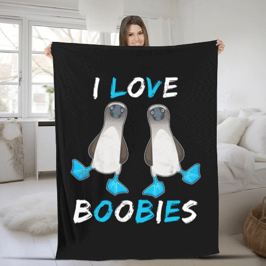 I Love Boobies Funny Booby Bird Fleece Blankets