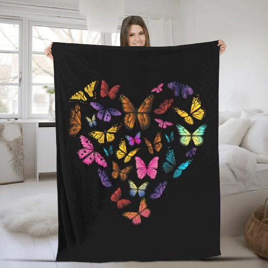 Butterfly Heart Valentine s Day Biology Teacher Fleece Blankets