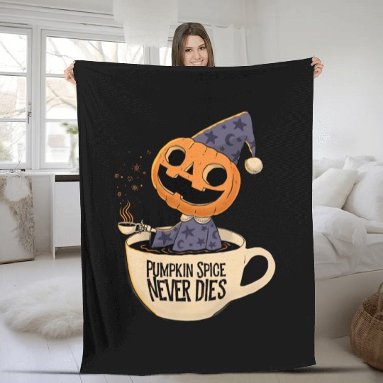 Pumpkin Spice Never Dies Fleece Blankets