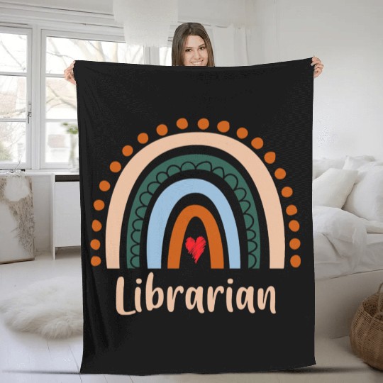 Librarian Boho Rainbow Back To School Appreciation Fleece Blankets