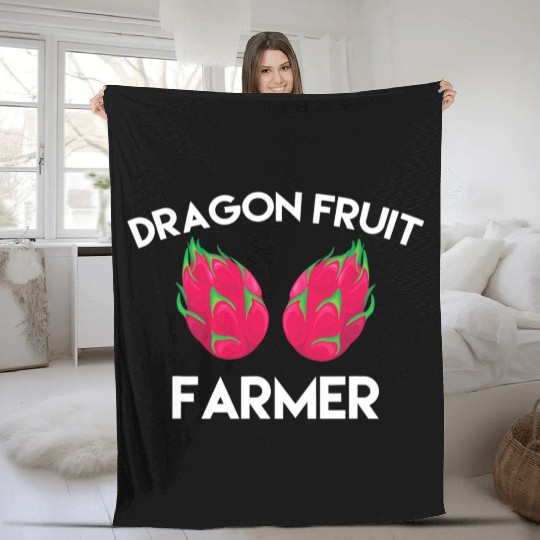Dragon Fruit Farmer Outfit Love Tropical Food Fleece Blankets