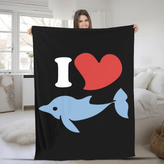 I love dolphins 1 Fleece Blankets