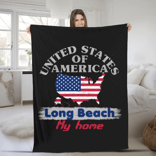United States of America - Long Beach my home - us Fleece Blankets
