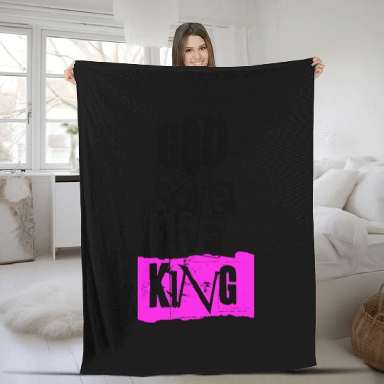 God Save The King Charles British Royal Punk Fleece Blankets