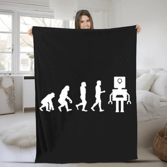 Funny Robotic Machine Learning AI Evolution Robot Fleece Blankets