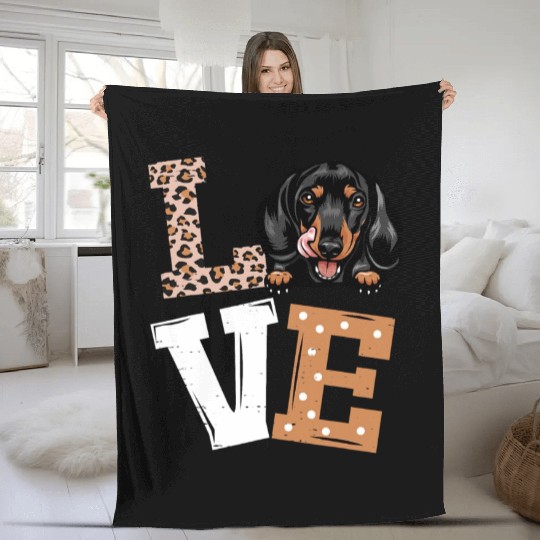 Dachshund Dog I Love My Dachshund Funny Dog Lovers Fleece Blankets