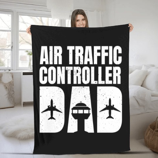 Air Traffic Controller Dad Father's Day Fleece Blankets
