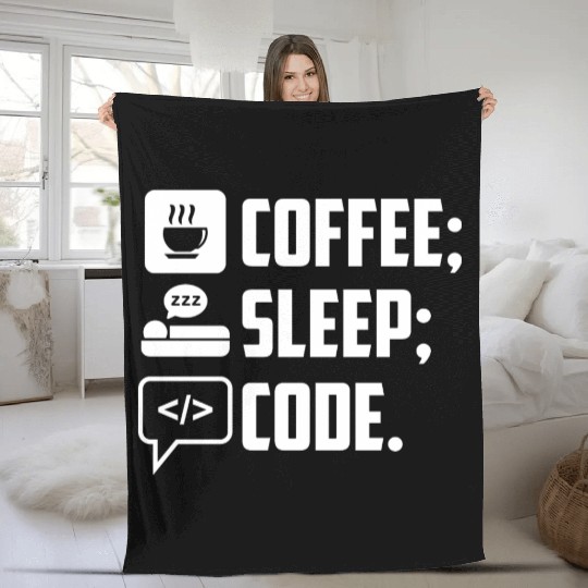 Coffee Sleep Code Loop funny programmer lifestyle Fleece Blankets