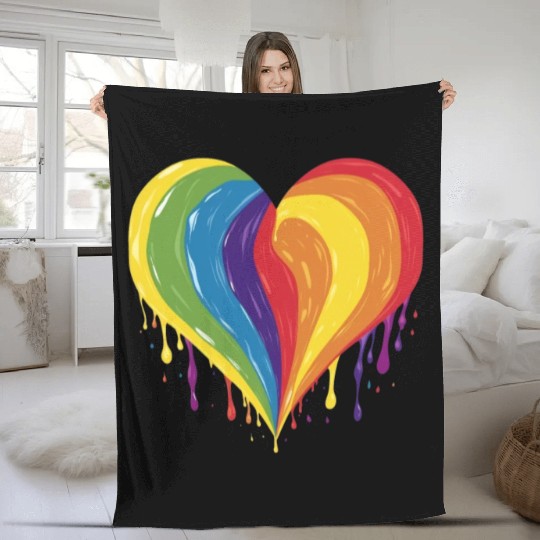LGBTQ+ Empowerment: Rainbow Heart, Support Gay, Fleece Blankets