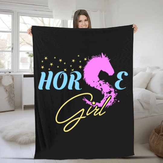 Horse Girl Fleece Blankets Horse Lovers Gift Equestrian