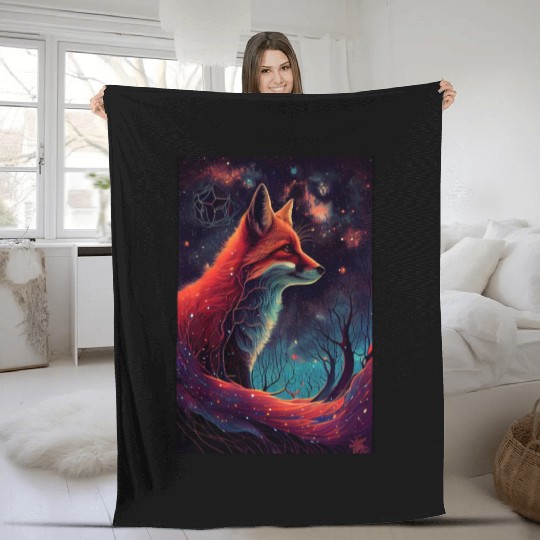 Fox Galaxy Nature Fleece Blankets