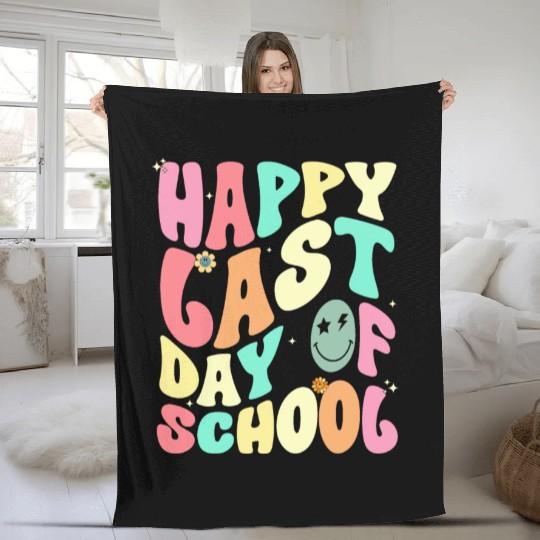 Groovy Happy Last Day of School Teacher Student Fleece Blankets