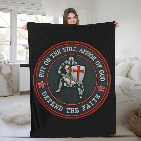 Armor Of God Defender Of Faith Fleece Blankets