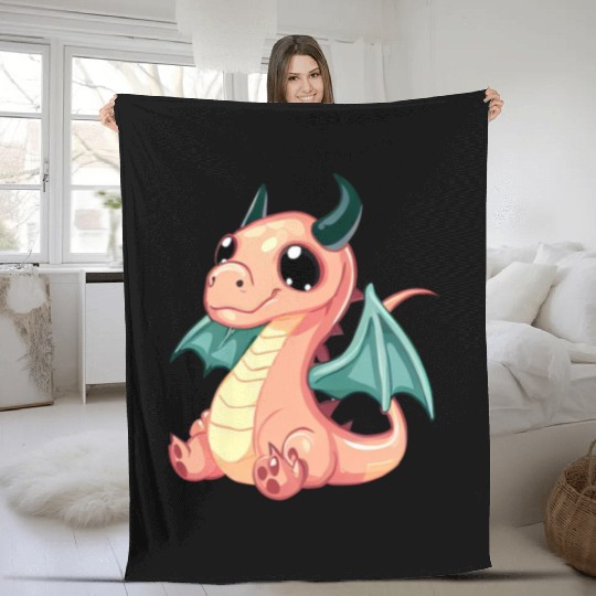 CUTE DRAGON DRAGON FLY Fleece Blankets