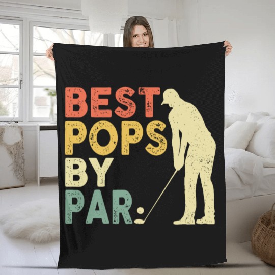 Retro Vintage Best Pops By Par Golf Father's Day F Fleece Blankets