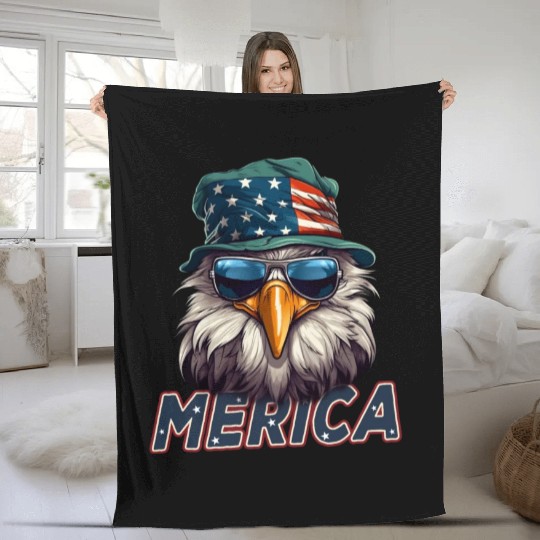 Proud American Independence Day Freedom Fleece Blankets