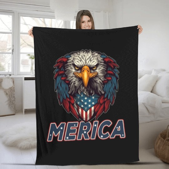 Proud American Independence Day Freedom Fleece Blankets