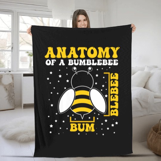 Anatomy of a Bumblebee Bee Lover Gift Fleece Blankets