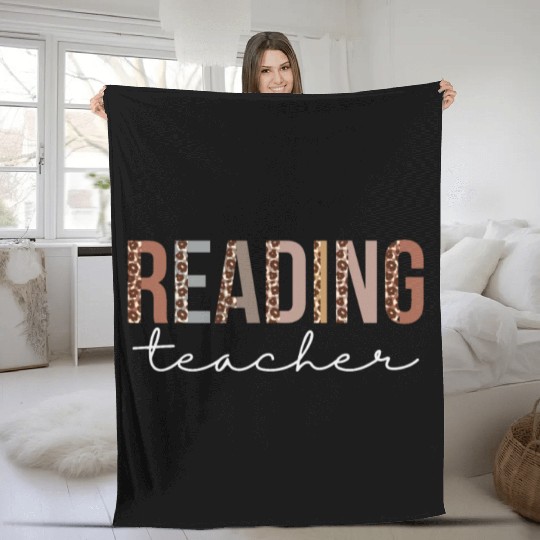 Reading Teacher Leopard Appreciation For Women For Fleece Blankets